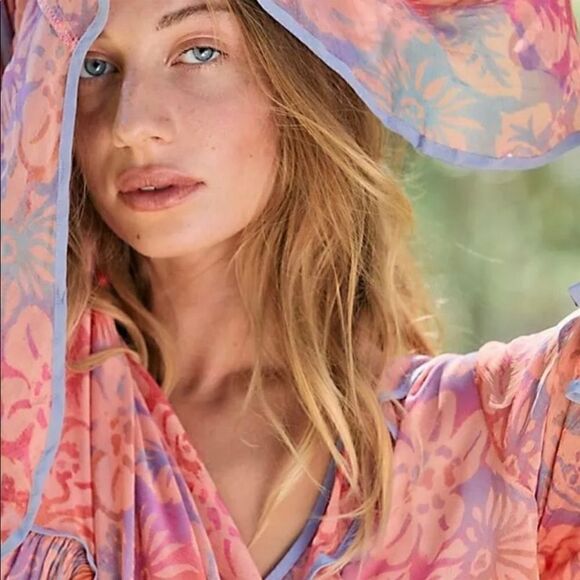 Free People Watercolor Wishes Maxi Dress Size SP - Picture 3 of 10